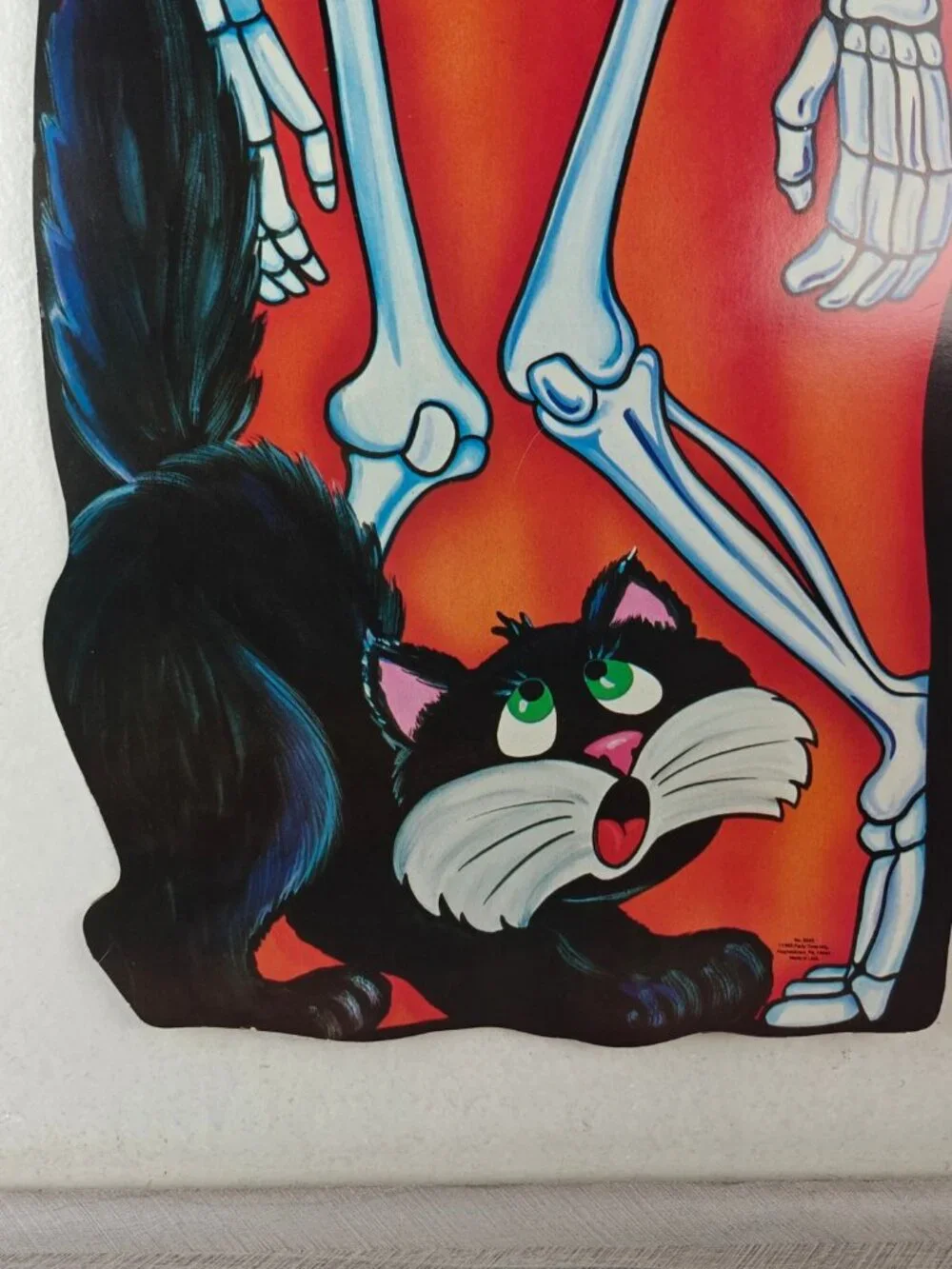 Vintage Party Time Mfg Skeleton Black Cat Die-Cut 36